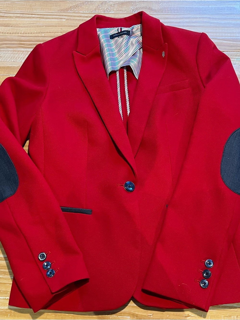 Tommy Hilfiger Red Tailored Blazer with Contrast Elbow Patches